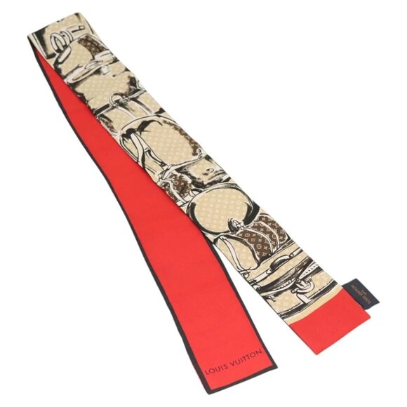 LOUIS VUITTON Bandeau Trunk Scarf Silk Beige M73964 LV Auth - Picture 6 of 6